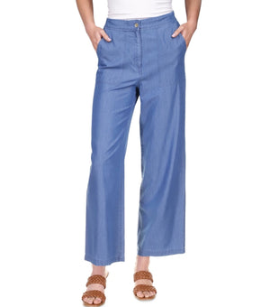 Michael Kors Women's Chambray Wide-Leg Pants Blue Size M MSRP $125