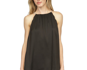 Michael Kors Women's Satin Chain Halter Top Black Size XL SALE $125