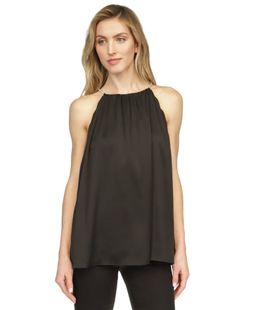 Michael Kors Women's Satin Chain Halter Top Black Size XL SALE $125