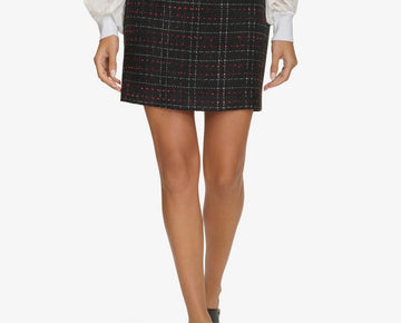 Calvin Klein Women's Plaid Tweed Skirt Black SIze 12 MSRP $99
