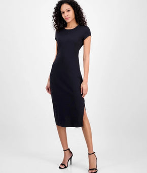 Boss Dress Size S Off-Black Ribbed Open Back Midi Dress Bodycon Cutout MSRP $118