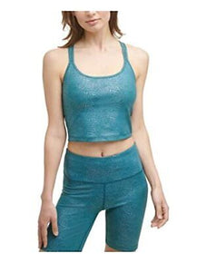 Calvin Klein Performance Printed Strappy-Back Tank Top Teal Blue Size S MSRP $50