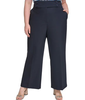 Calvin Klein Plus Size 14W Scuba-Crepe Wide-Leg Pants Black MSRP $109