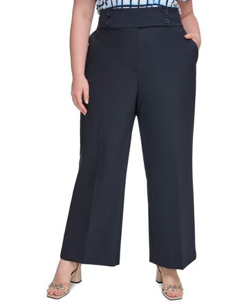 Calvin Klein Plus Size 14W Scuba-Crepe Wide-Leg Pants Black MSRP $109