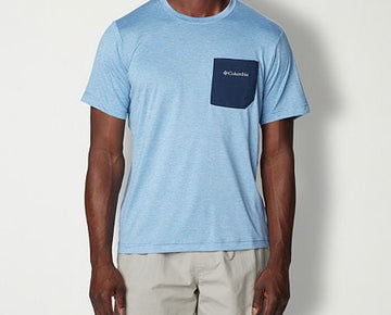 COLUMBIA Mens Regular fit Short Sleeve Graphic T-Shirt Shirt Medium Blue Solid