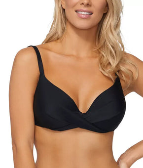 ISLAND ESCAPE Sahara Solids Gemini Bikini Top Black Size 16