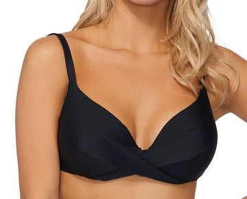 ISLAND ESCAPE Sahara Solids Gemini Bikini Top Black Size 16