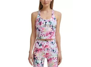 CALVIN KLEIN PERFORMANCE Printed Racerback Cropped Tank Top Pink Size M MSRP $50
