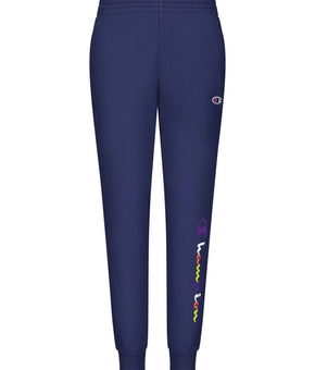 Champion Big Boys Color Block Script Fleece Jogger Pants Blue Navy Size 7