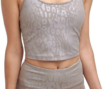 Calvin Klein Performance Printed Strappy-Back Women Tank Top Brown Beige Size S