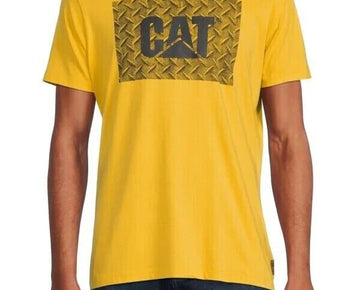 Caterpillar Men's Work Diamond Plate Logo Graphic T-Shirt Yellow Size XL