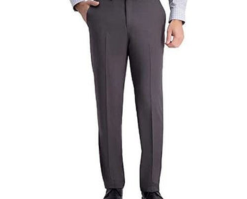 Haggar Men's Comfort Stretch Straight Fit Pant Flex Waist Gray Size 34W x 30L