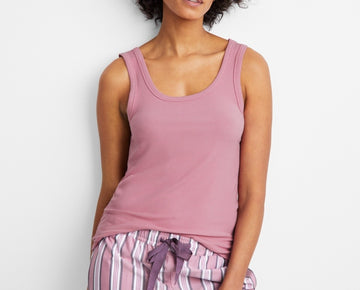 State of Day Women's Ribbed Modal Sleep Tank Top Pink Plus Size 3X