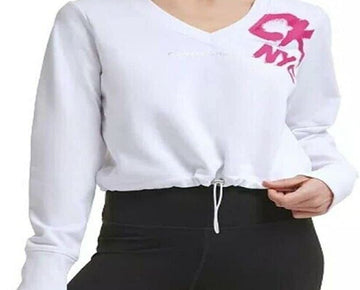 Calvin Klein Performance Women's Cinched Logo Sweatshirt White Size M MSRP $60