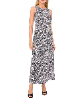 Vince Camuto Women's Floral Crewneck Back Keyhole Sleeveless Dress Black Size XS