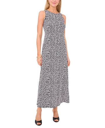 Vince Camuto Women's Floral Crewneck Back Keyhole Sleeveless Dress Black Size XS