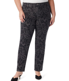 Gloria Vanderbilt Plus Size 24W Average Amanda Paisley Jeans Black Gray $52 SALE
