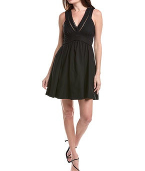 Taylor womens Linen-Blend Mini Dress, 14, Black