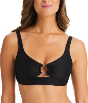 Bar III Banded Ring Bikini Top Swimwear Black Size XL