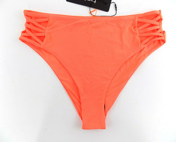 Bebe Womens Strappy Swim Bikini Bottom Neon tangerine Orange Size M MSRP $25