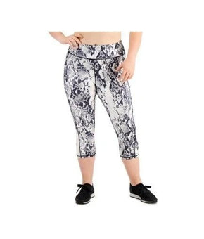 Ideology NWT Leggings Womens Size 2X White Snake Crop High Rise Side Pocket