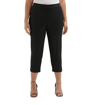Rafaella Plus Size 20W Satin Mid Rise Twill Capri Pants Slant Pocket Black $74