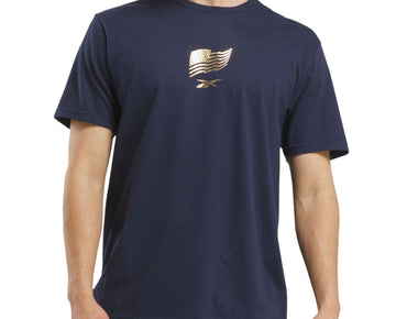 Reebok Mens Regular fit Short Sleeve T-Shirt Shirt Size L Blue Solid