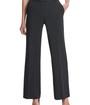 DKNY Womens Black Stretch Zippered Pocket Wide Leg High Waist Pants Size 12 $89
