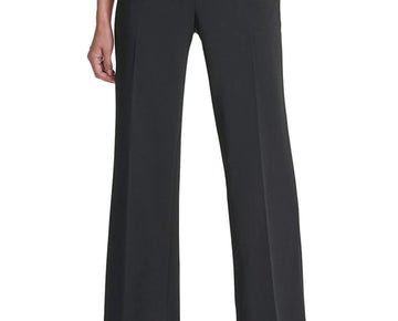 DKNY Womens Black Stretch Zippered Pocket Wide Leg High Waist Pants Size 12 $89