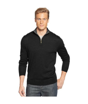 CLUB ROOM Mens Navy Heather Mock Quarter-Zip Pullover Sweater Size XL