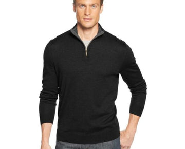 CLUB ROOM Mens Navy Heather Mock Quarter-Zip Pullover Sweater Size XL