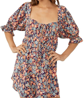 Free People Womens Show Me Loe Floral Square Neck Romper Brown Size 16