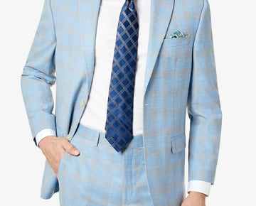 SEAN JOHN Men's Classic-Fit Suit Jacket Blazer Blue Brown Size 40S MSRP $360