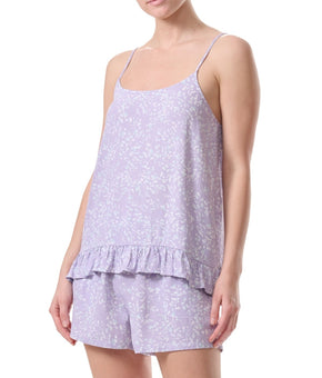 Splendid Women's 2-Pc. Ruffled-Hem Boxer Pajamas Set Purple Size XL MSRP $58