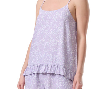 Splendid Women's 2-Pc. Ruffled-Hem Boxer Pajamas Set Purple Size L MSRP $58
