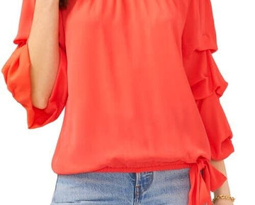 Women's Bubble Sleeve Off the Shoulder Top Red Size XL MSRP $69