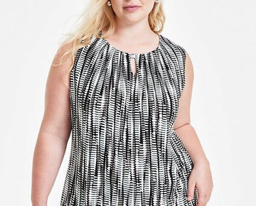 Kasper Printed Sleeveless Shell Top Black Plus Size 3X MSRP $59