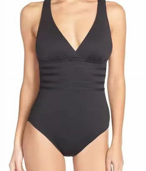 La Blanca Women's Cross Back One Piece Swimsuit Black Size 8