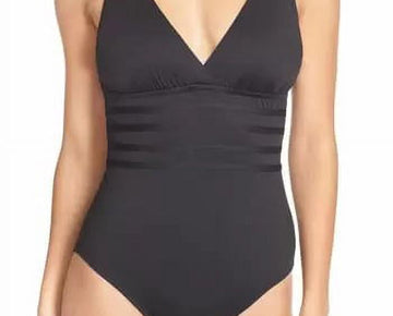 La Blanca Women's Cross Back One Piece Swimsuit Black Size 8