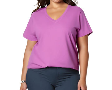 Calvin Klein plus womens cotton v-neck pullover top Size 2X Purple $29