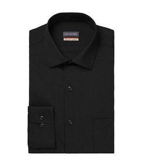 Van Heusen Men Stain Shield Regular Fit Dress Shirt Black Size 15/15.5 x 34/35