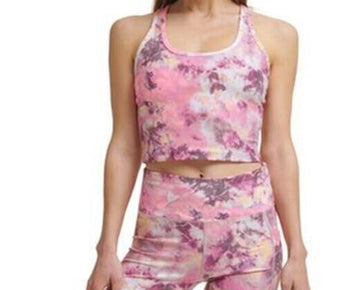 Calvin Klein Womens Printed Racerback Cropped Tank Top pink Size XL MSRP $50