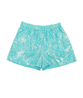 MICHAEL KORS Women's Cotton Shine Foil-Print Shorts Turquoise Blue Size L $84