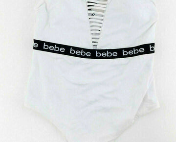 bebe Women's One Piece bodysuit Swim wear White Size M