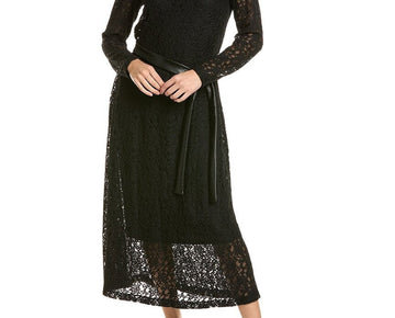 Anne Klein womens Mock Neck Midi Dress, Size M, Black MSRP $139