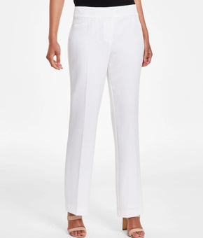 Kasper Women's Petite Size 10P Straight-Leg Pants White Polyester $79