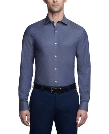 Tommy Hilfiger Men Slim fit Dress Shirt XXL 18 in 34-35 Blue Solid