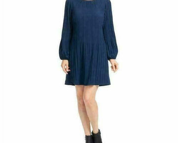 Hilary Radley Women's Pleated Stretch Dress Navy Blue Size L
