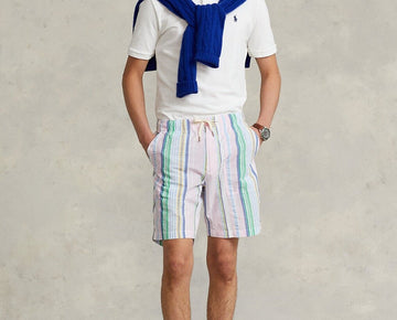 Polo Ralph Lauren 8-Inch Relaxed Fit Seersucker Short Pink Blue Size S MSRP $90