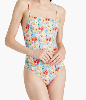 ONIA Juliette embellished floral-print swimsuit One piece Blue Size M MSRP $245